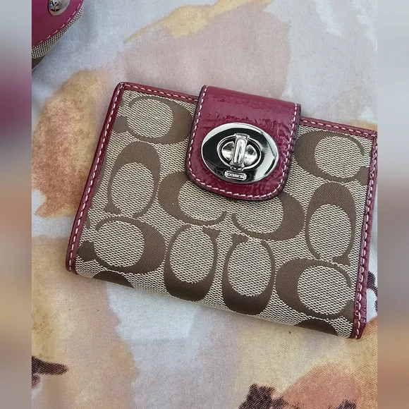 Coach Signature Canvas Shoulder Bag - Pink and Brown - Picture 8 of 15